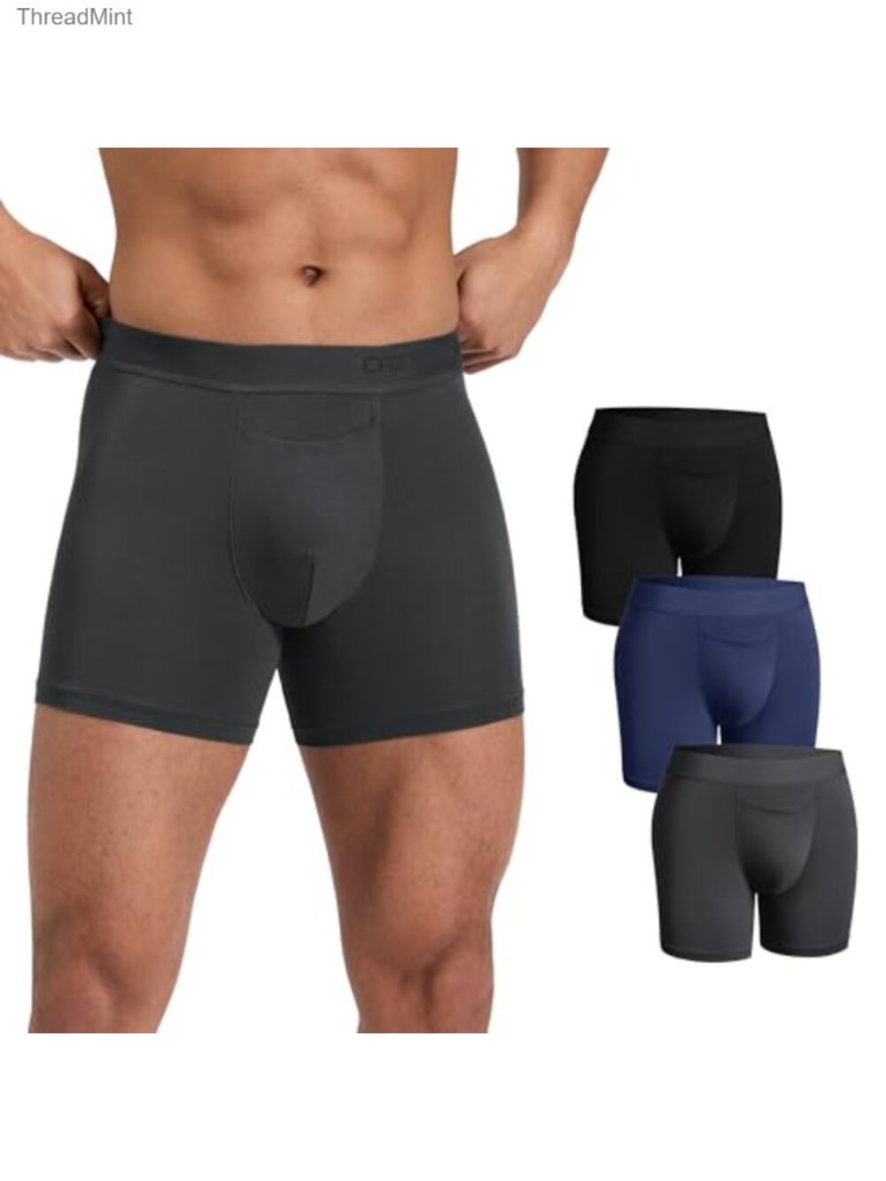 Ultra-Soft Modal Boxer Briefs Fly 5" Inseam Moisture Wicking 3 Pack